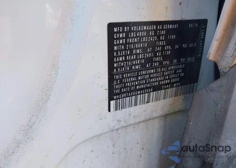 2016 Volkswagen Tiguan S from USA, damaged, VIN WVGAV7AX6GW603550